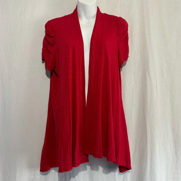 new directions Tops - New direction red lightwei open cardi, L